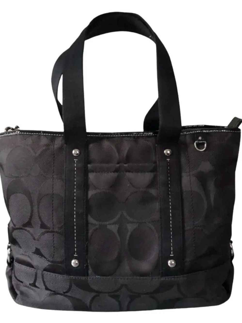 Coach Large Black Tote Bag Soft Jaquard with Adjustable Strap